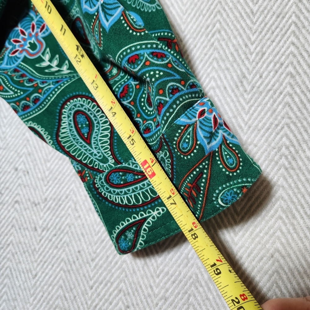 Mainstreet Blues Womans 4X Christmas Green Paisley Women's Button Down Shirt - Picture 8 of 8